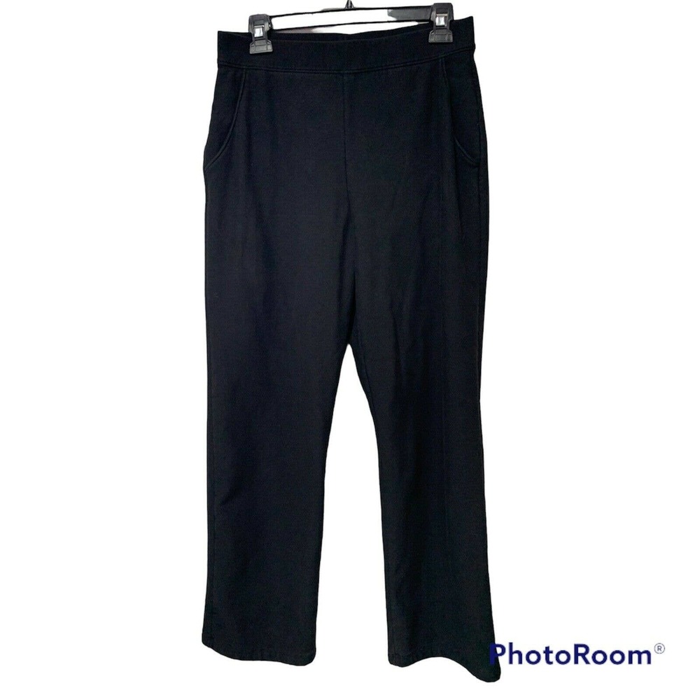 LL Bean Womens Size Medium Classic Black Fleece Back Casual Pants Inseam 27.5